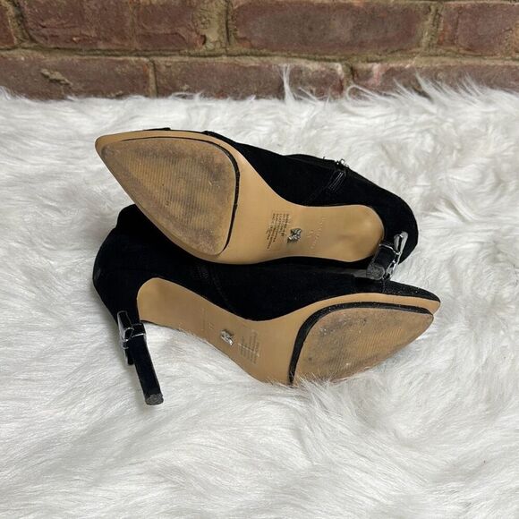 Victoria’s Secret Women’s Black Leather Suede Pointed Toe Bootie Size 8 - Picture 6 of 12